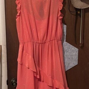 Coral Ruffle Sleeveless Dress